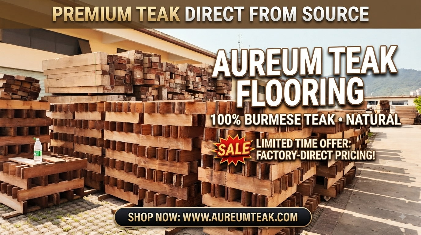 Premium 100% Burmese Teak Natural High Oil Flooring | Aureum Teak Factory Direct