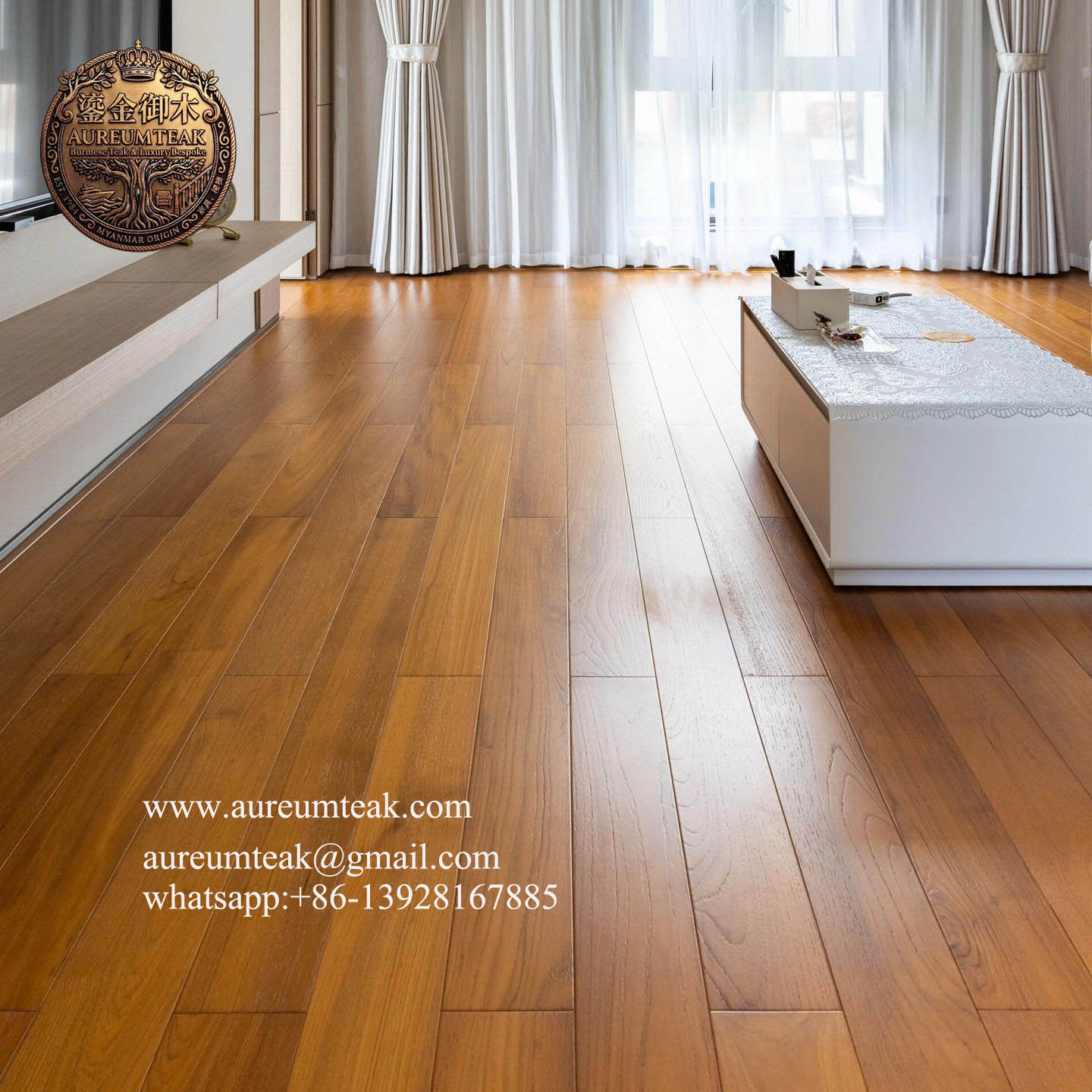 Wholesale Premium 18MM Authentic Burmese Teak Solid Wood Flooring Natural Grain Hardwood Planks